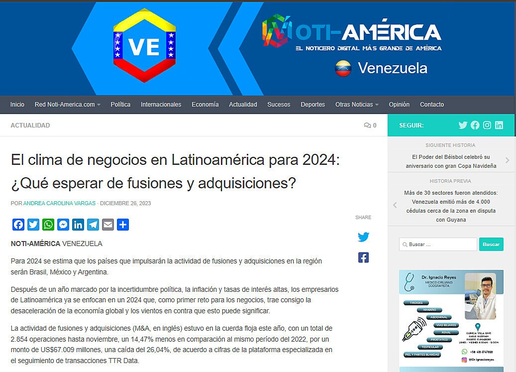 El clima de negocios en Latinoamrica para 2024: Qu esperar de fusiones y adquisiciones?